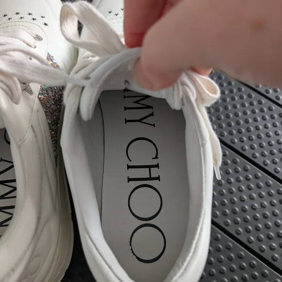 Jimmy Choo White Sneakers with Glitter Detail - Picture 4 of 10